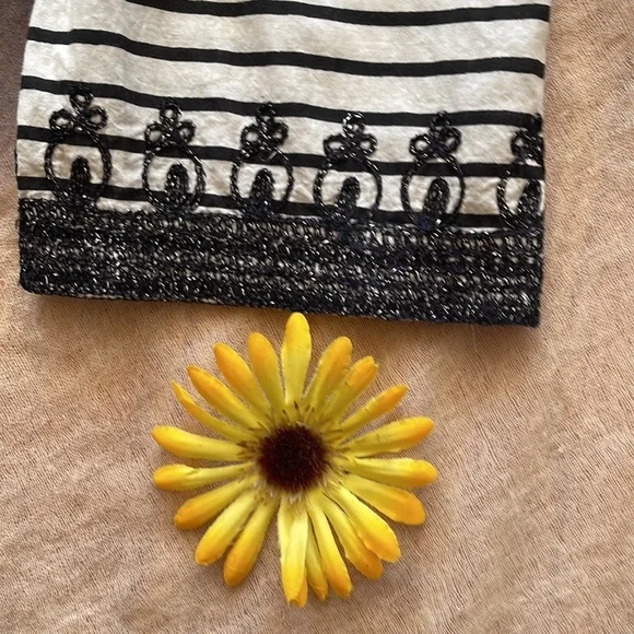 🌺 CALYPSO ST. BARTH; Luxury, Embroidered, Black/White Striped Beach Cover-Up L! - Picture 4 of 12